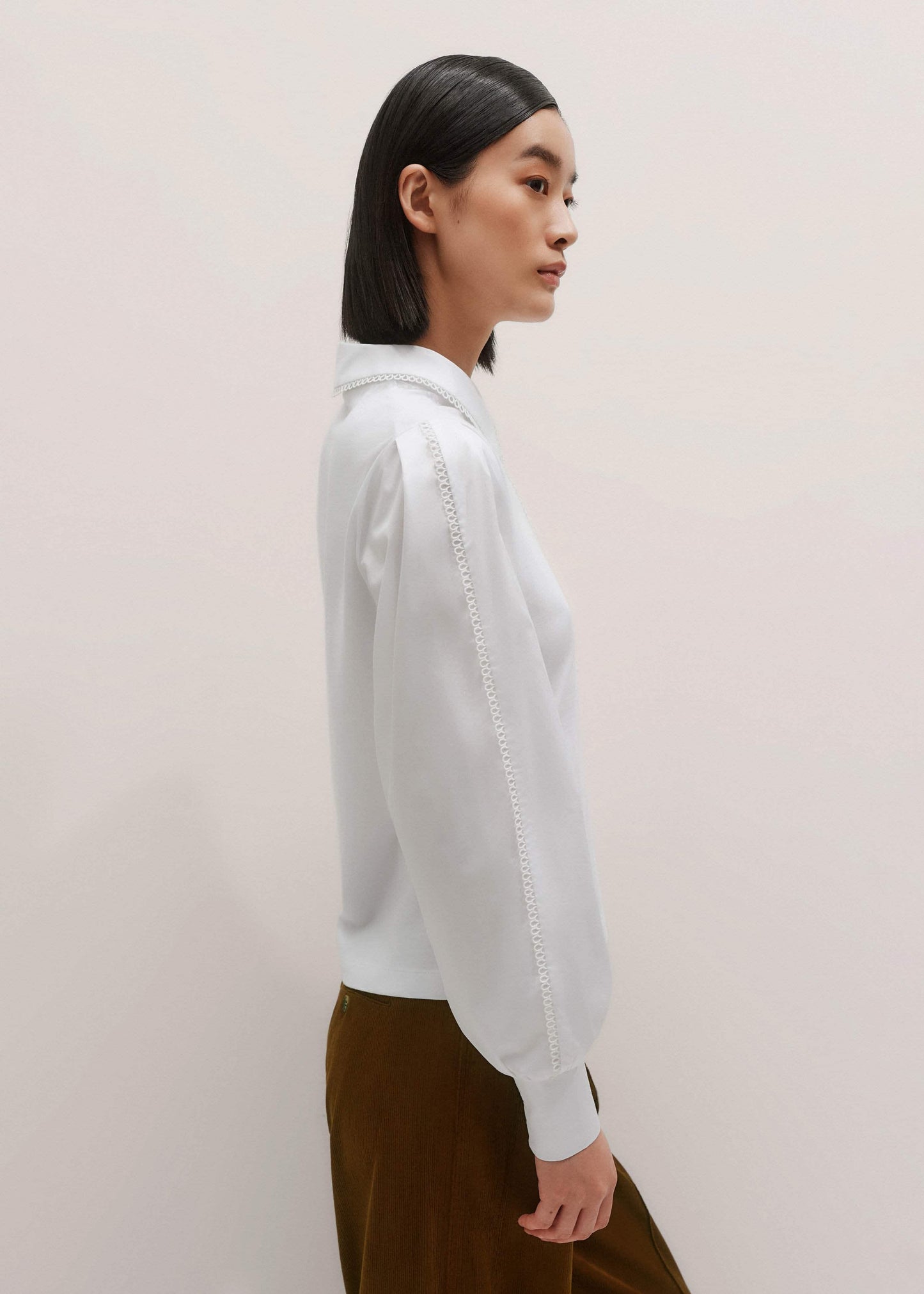 White Collared Layering Top