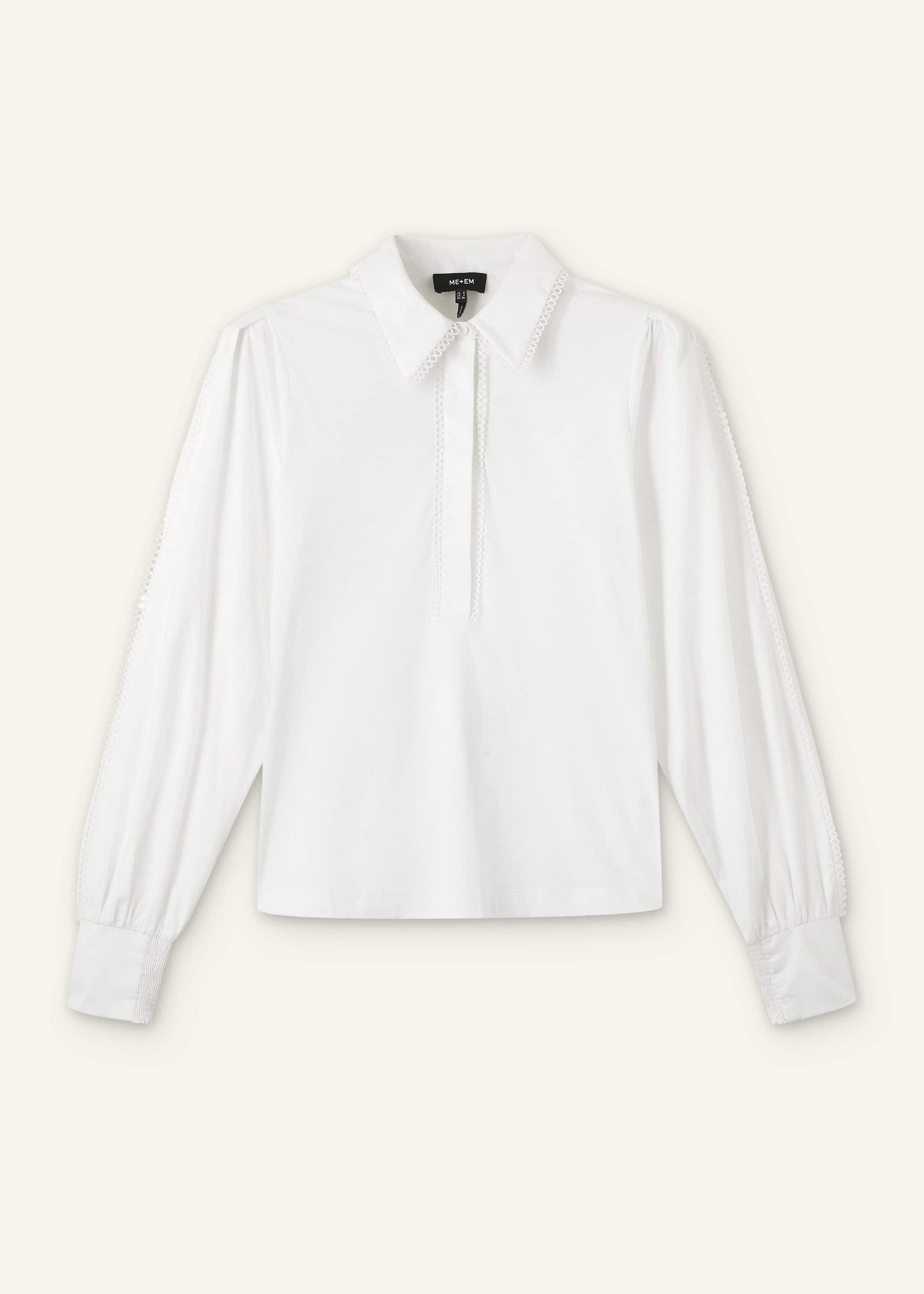 White Collared Layering Top