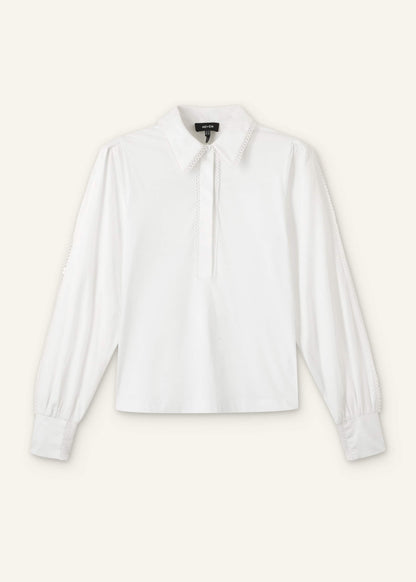 White Collared Layering Top
