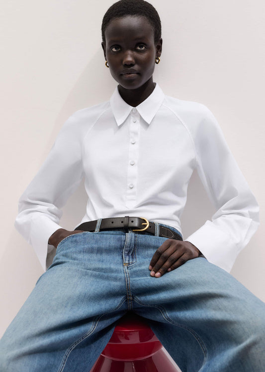 White Raglan Shirt Layering Top