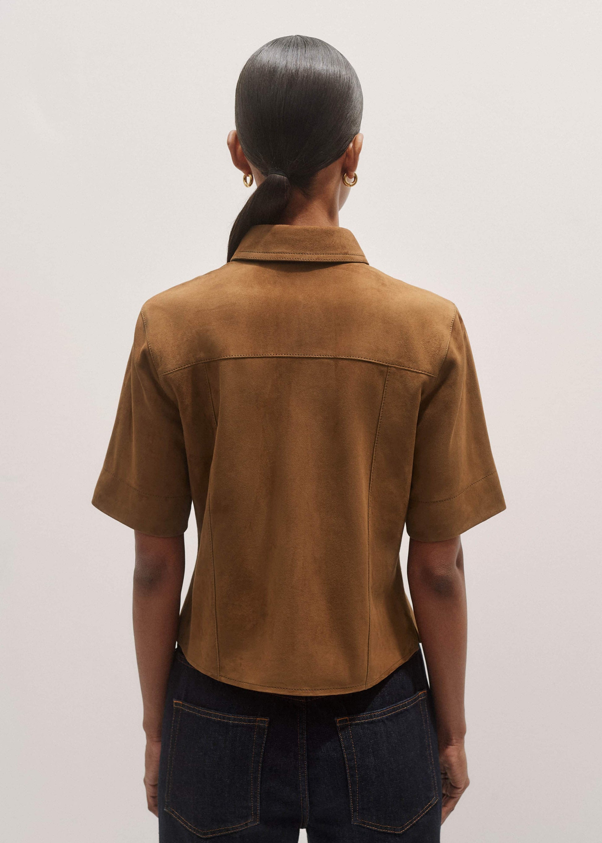 Brown Paneled Shirt