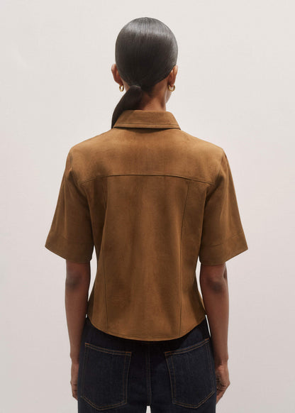 Brown Paneled Shirt