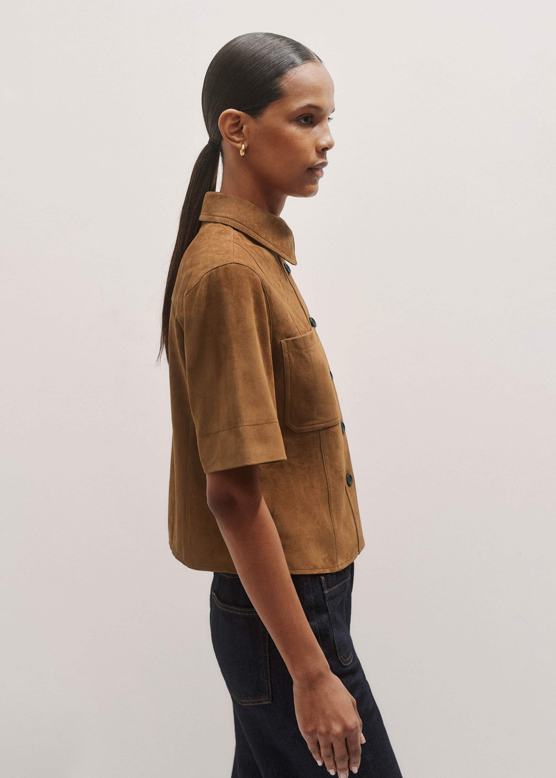 Brown Paneled Shirt
