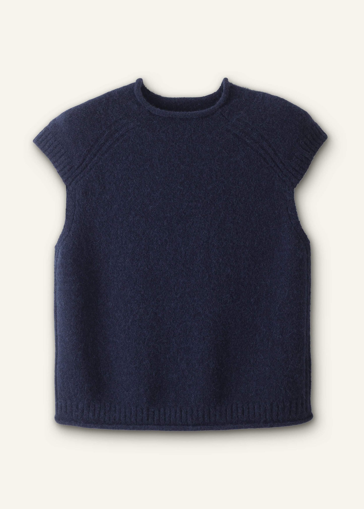 Navy Roll Trim Straight Layering Sweater Vest