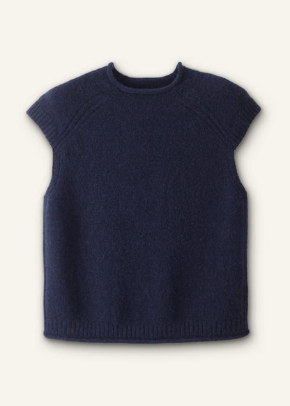 Navy Roll Trim Straight Layering Sweater Vest