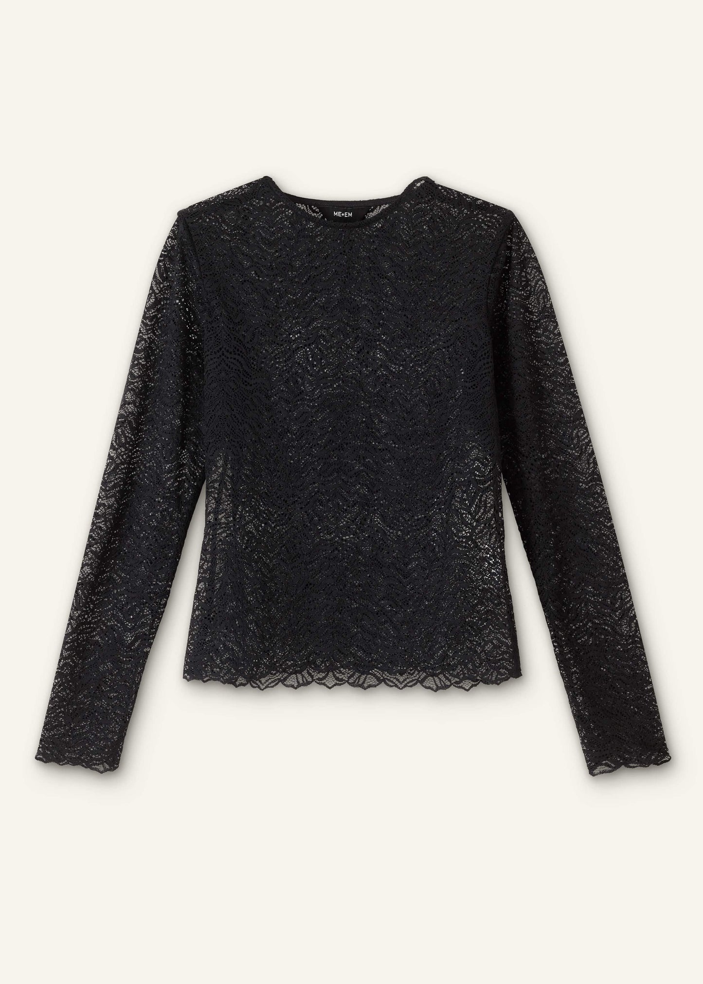 Black Lace Crew Neck Top