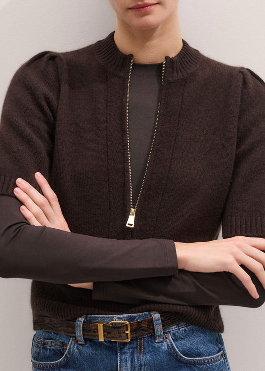Brown Slim Crew Neck Top