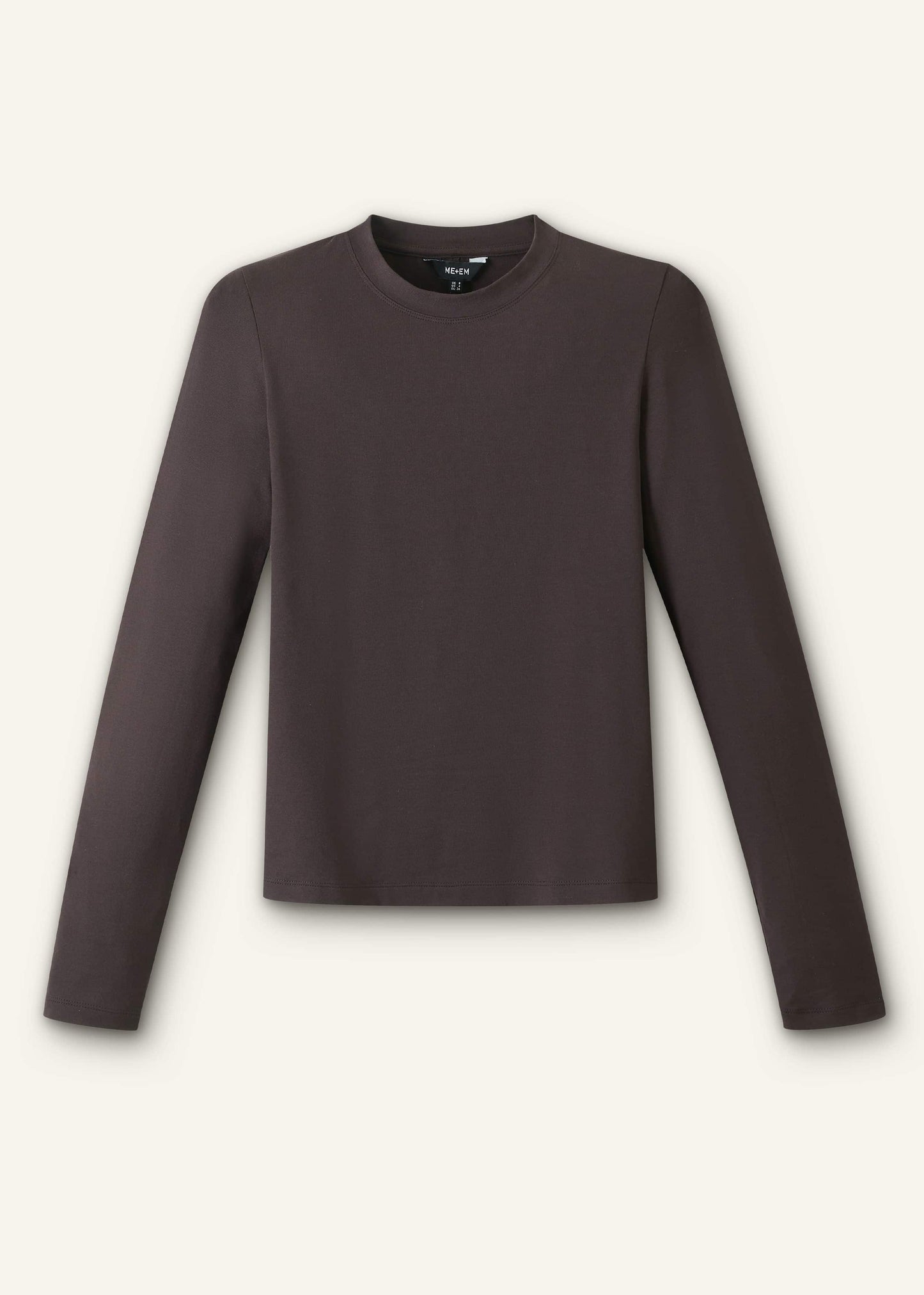 Brown Slim Crew Neck Top