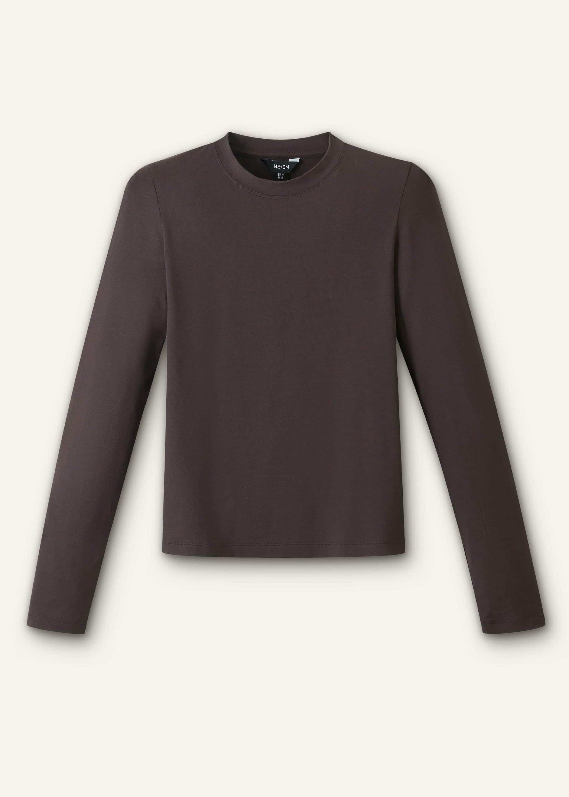 Brown Slim Crew Neck Top