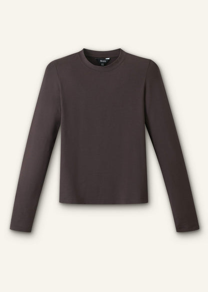 Brown Slim Crew Neck Top