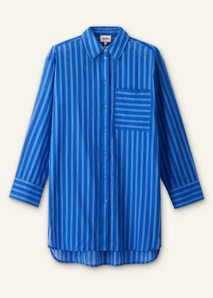 Blue Striped Oversized Beach Shirt