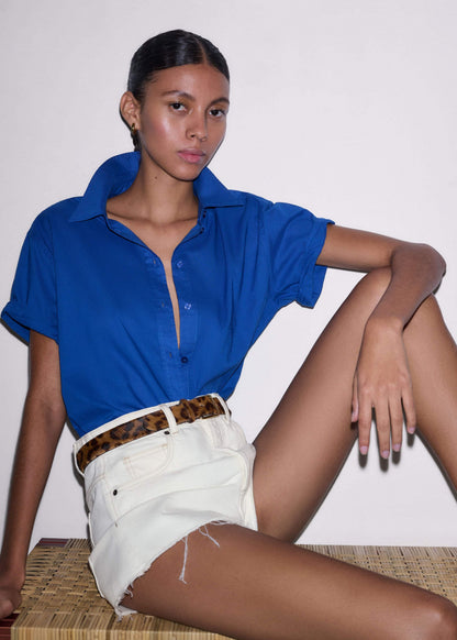 Blue Turn-Up Cuff Shirt