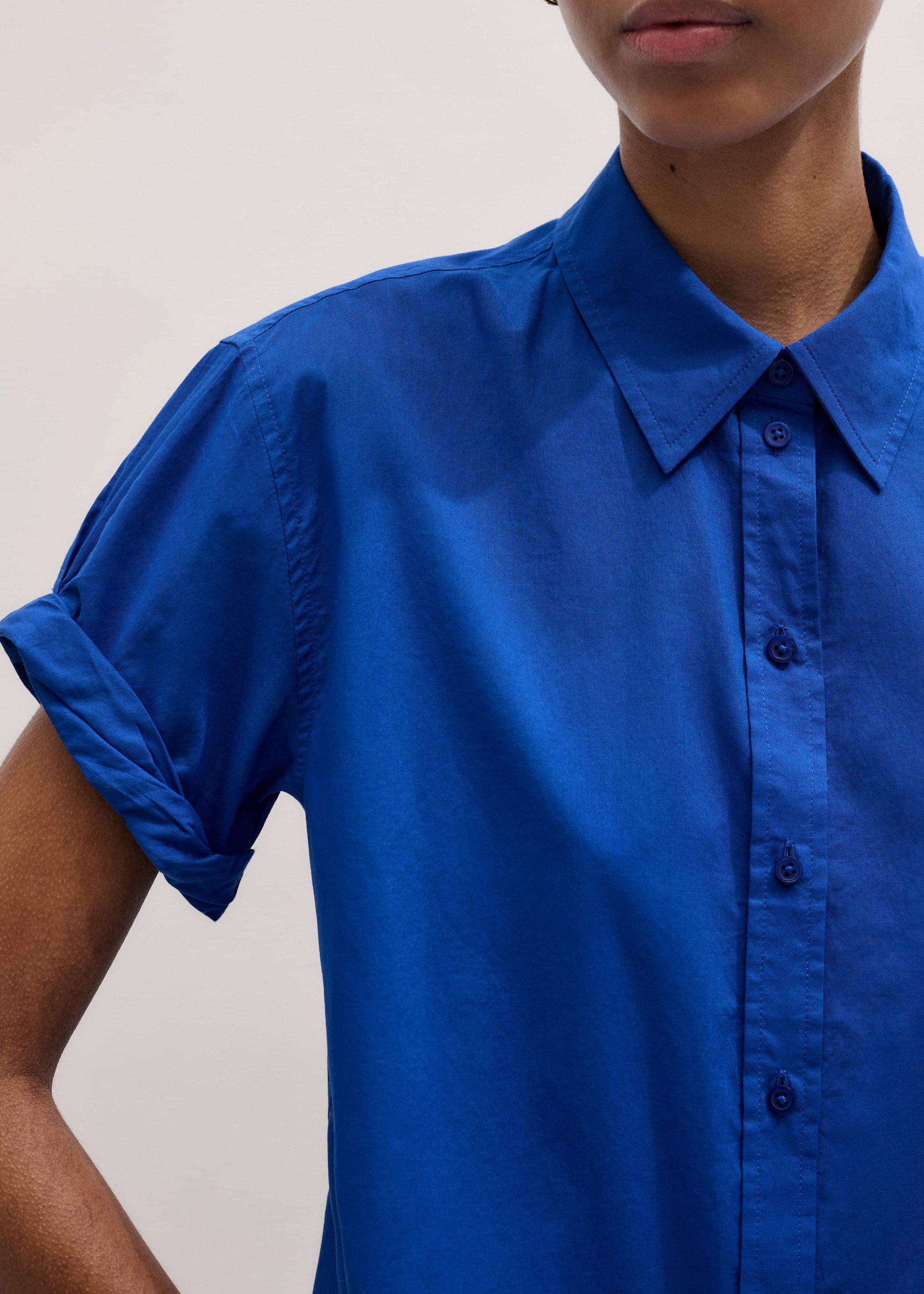 Blue Turn-Up Cuff Shirt