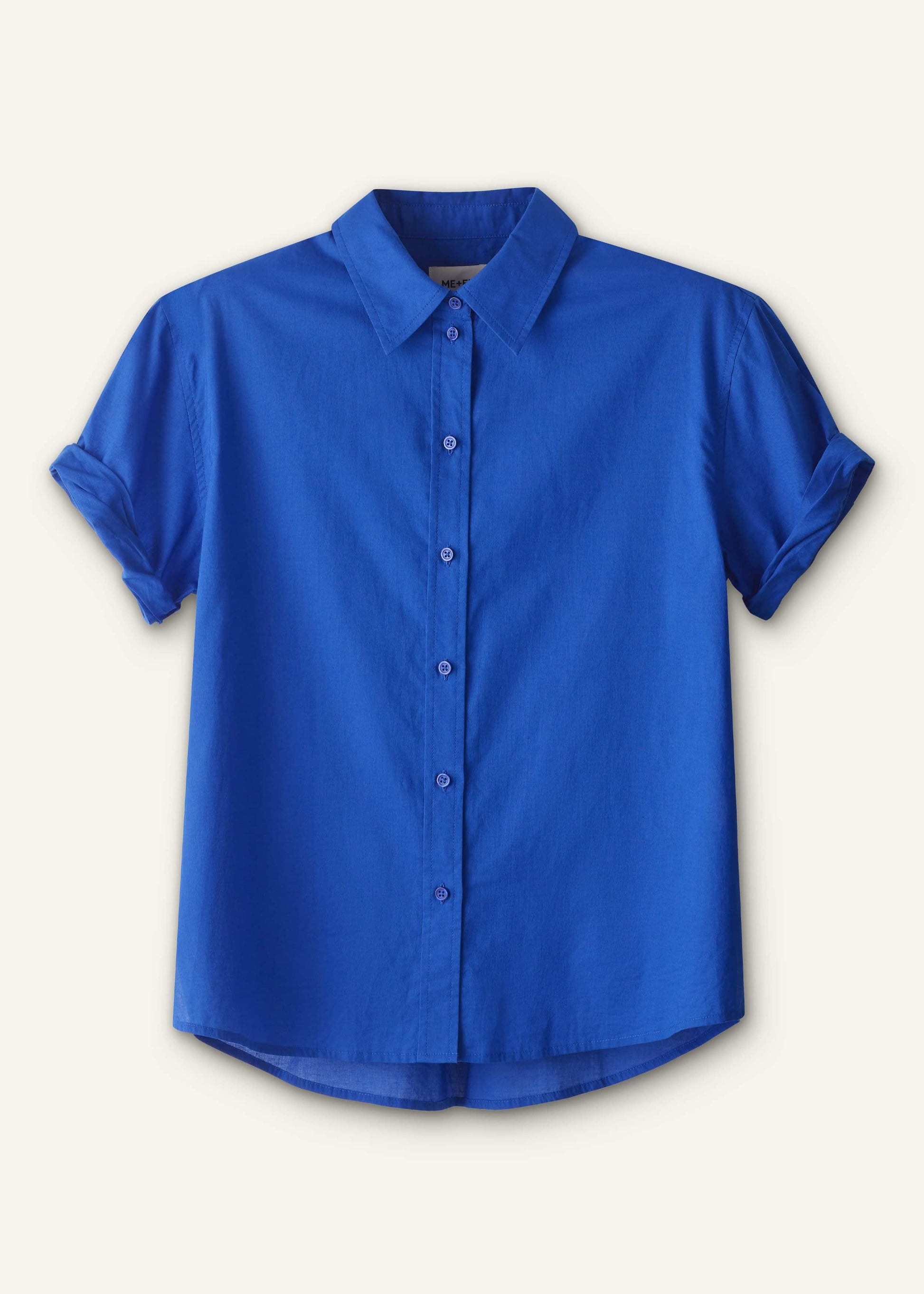 Blue Turn-Up Cuff Shirt