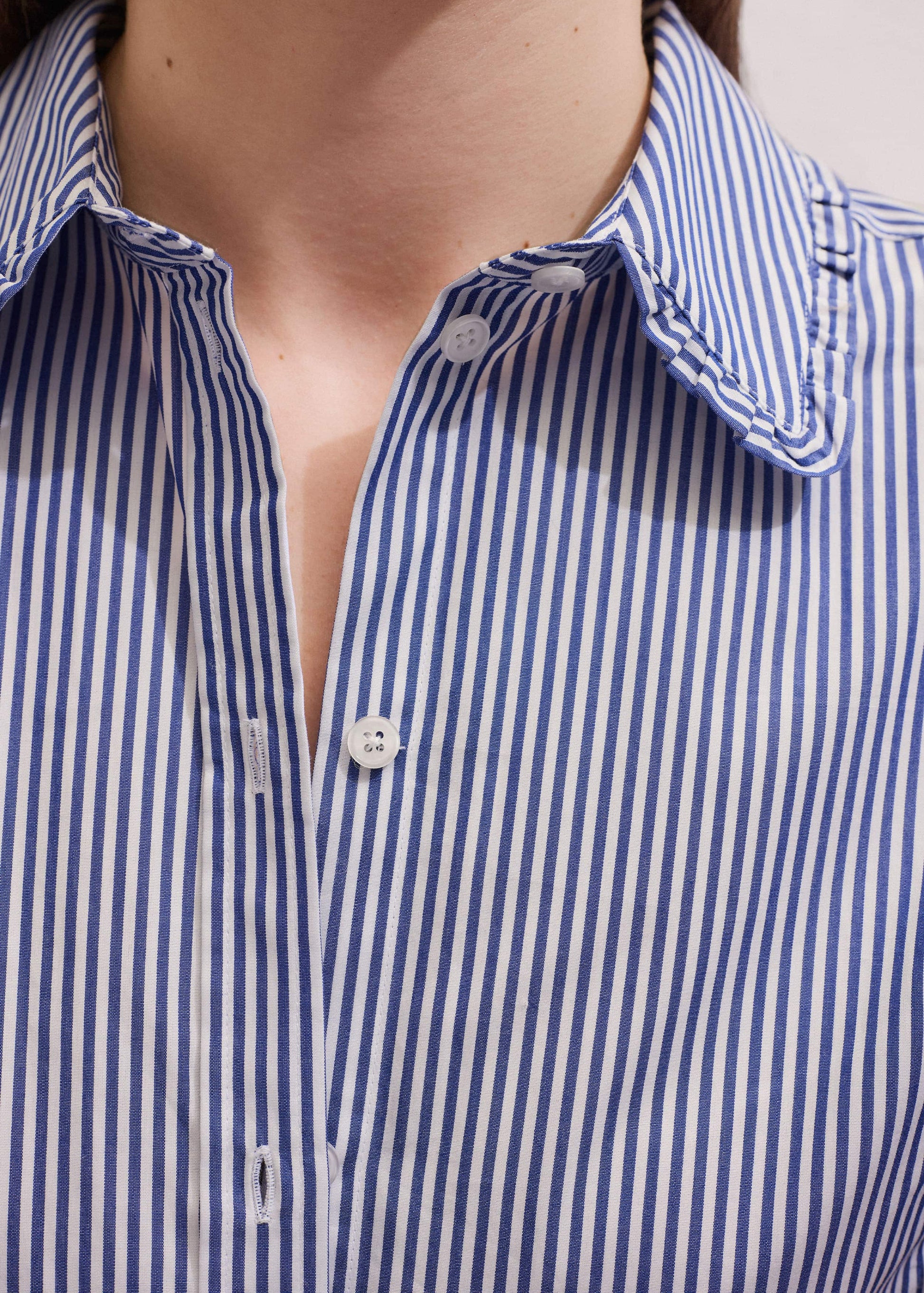 Navy Stripe Frill Collar Forever Shirt