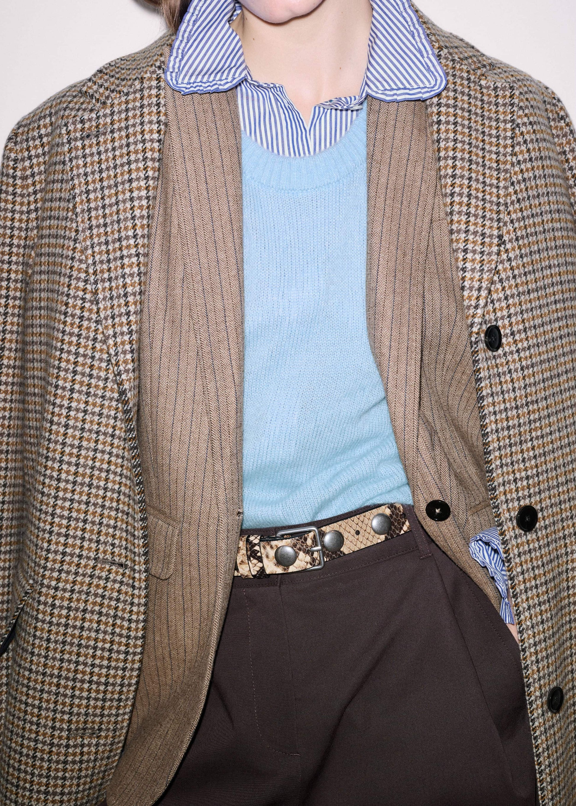 Navy Stripe Frill Collar Forever Shirt