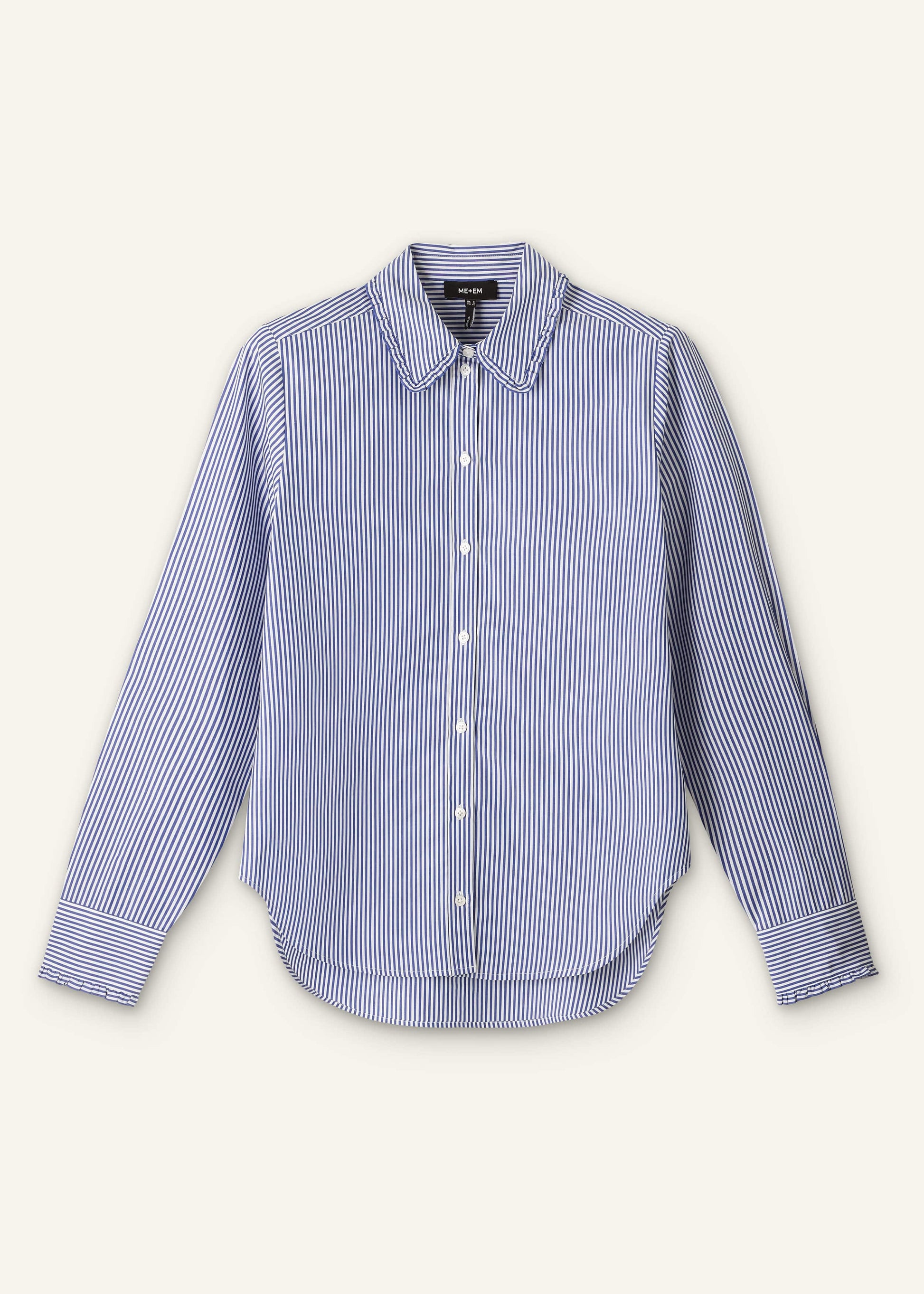 Navy Stripe Frill Collar Forever Shirt
