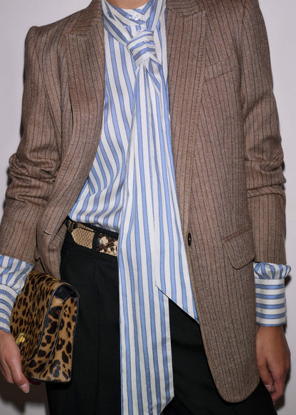 Blue Soft Stripe Shirt + Neck Tie