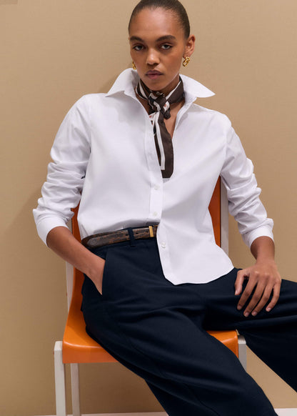 White Icon Fitted Swan Logo Shirt