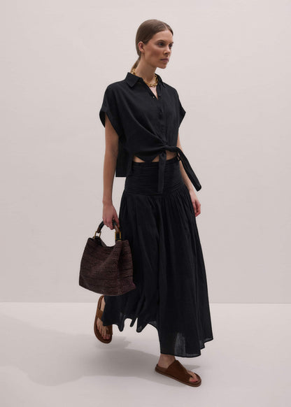 Black Tie Front Beach Shirt