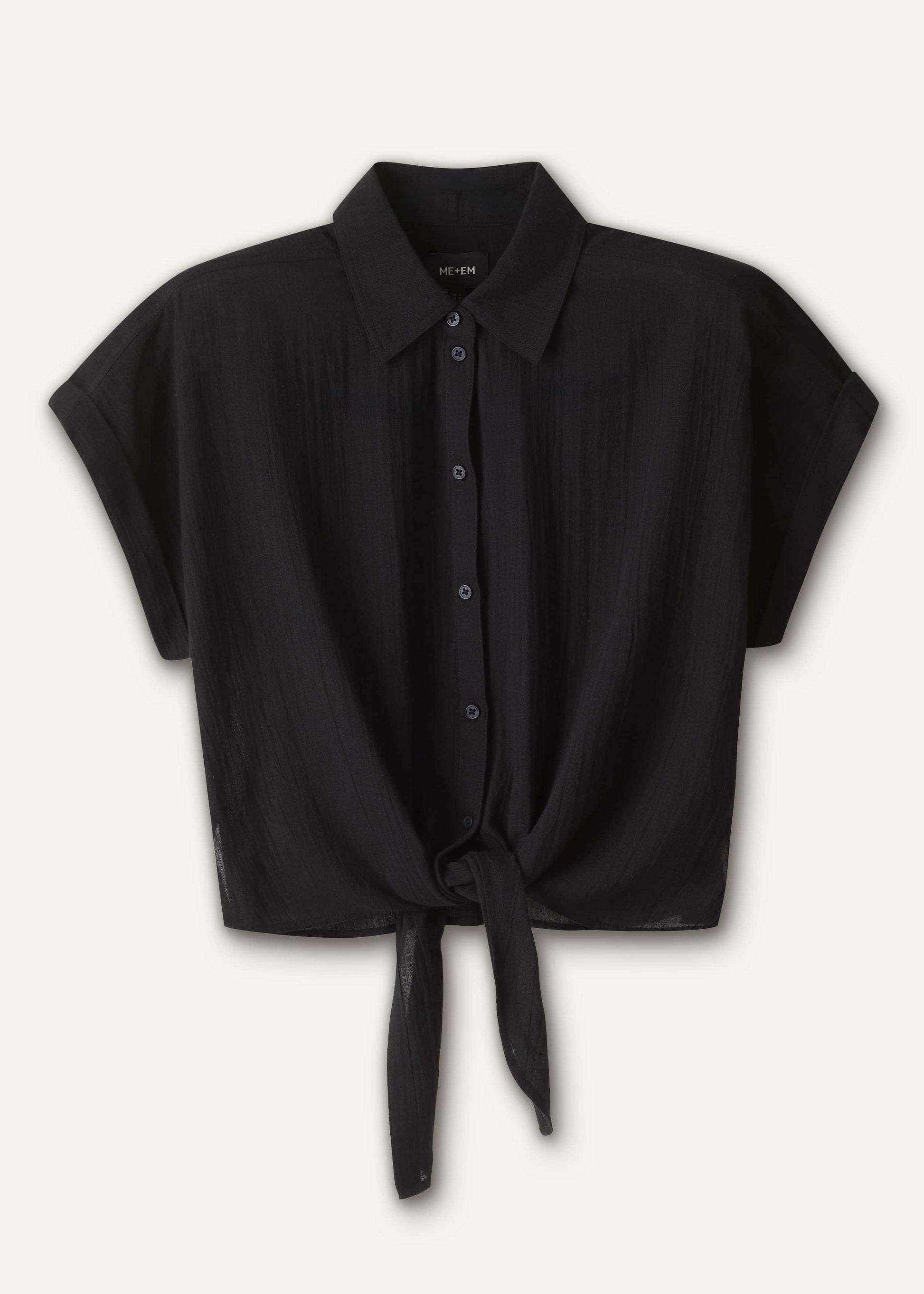 Black Tie Front Beach Shirt
