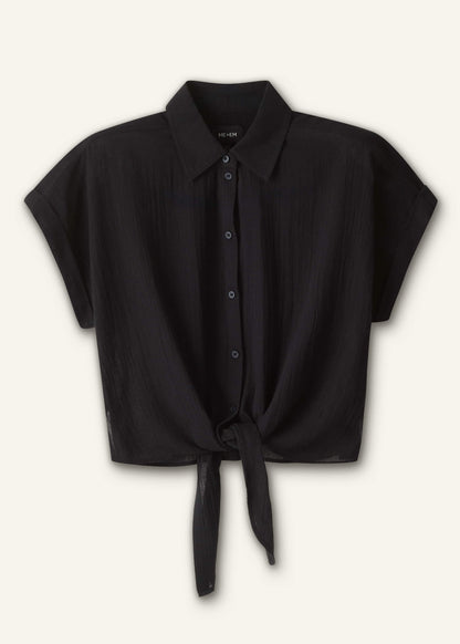 Black Tie Front Beach Shirt