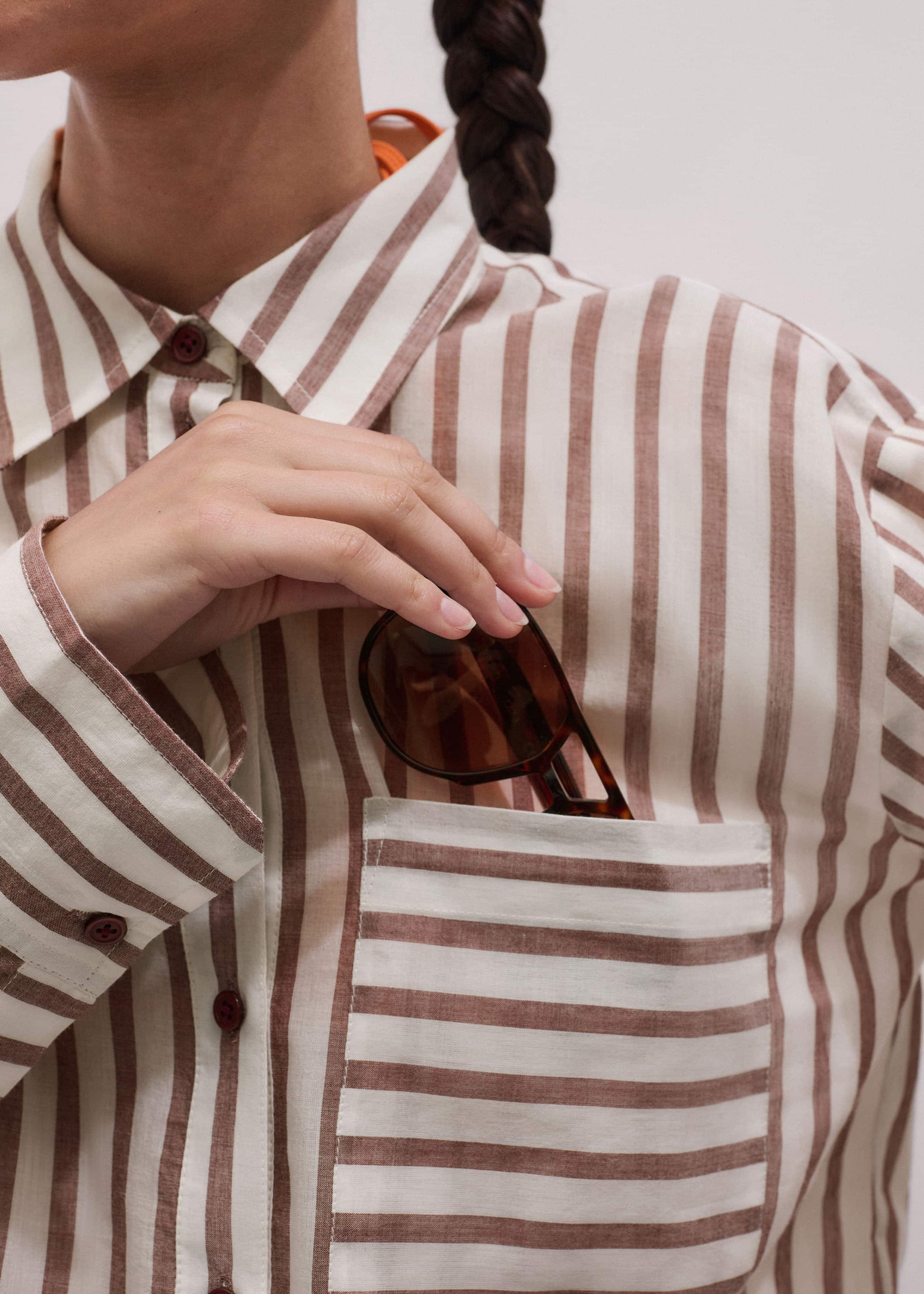 Cinnamon Brown Stripe Boyfriend Shirt