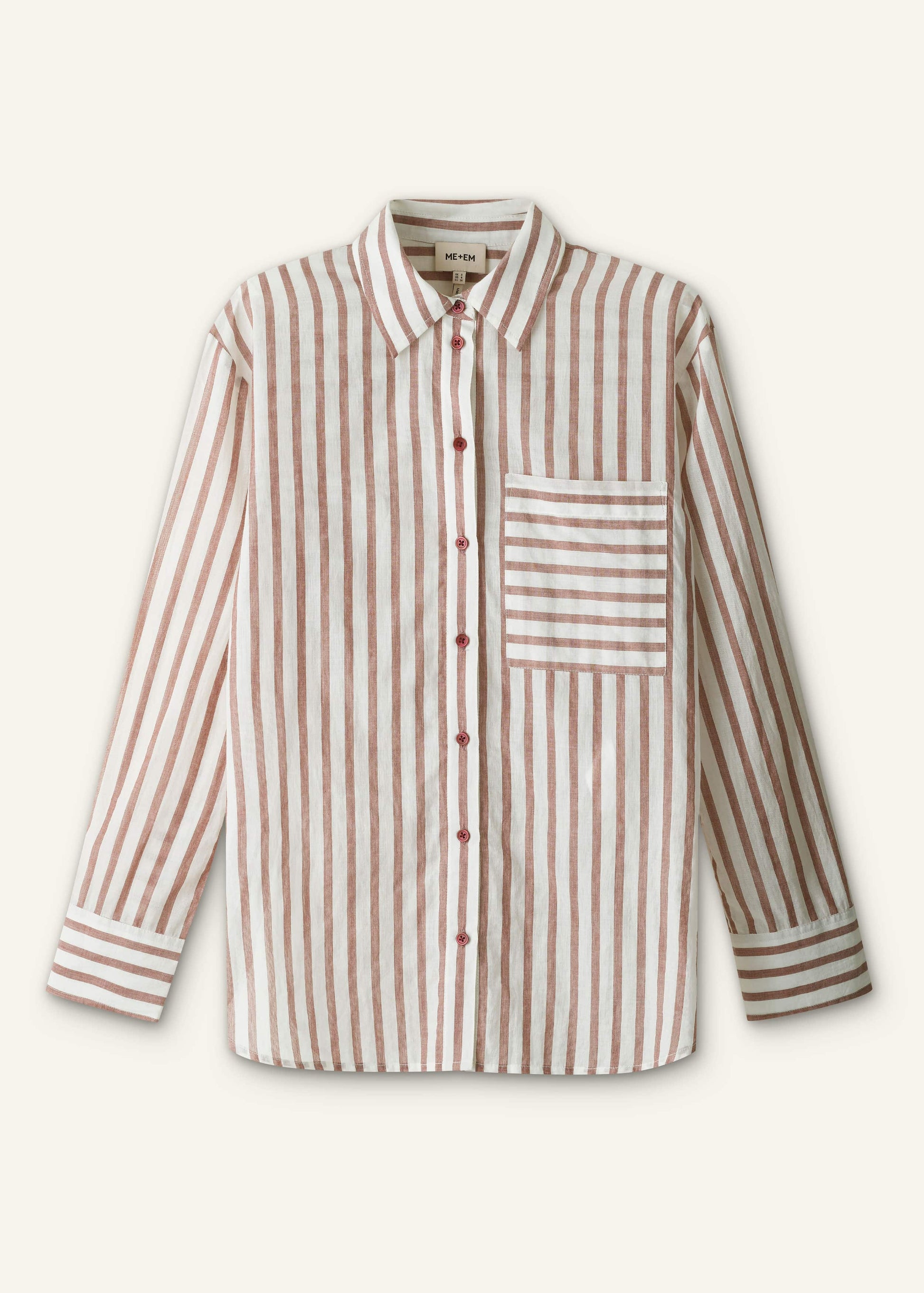 Cinnamon Brown Stripe Boyfriend Shirt
