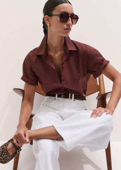 Cinnamon Brown Turn-Up Cuff Shirt