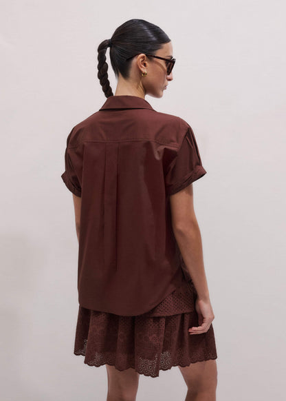 Cinnamon Brown Turn-Up Cuff Shirt