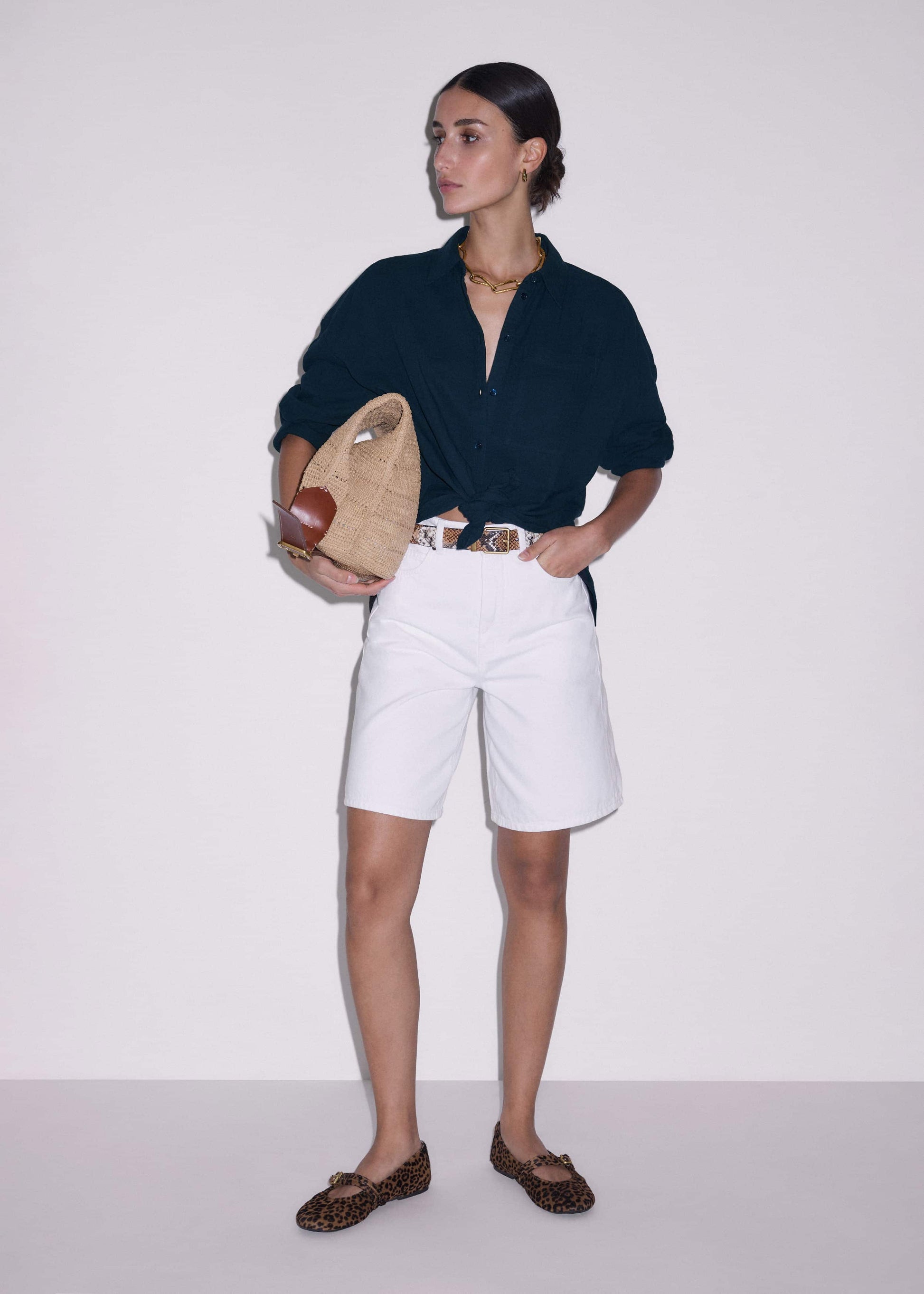 Navy Cheesecloth Relaxed Summer Shirt