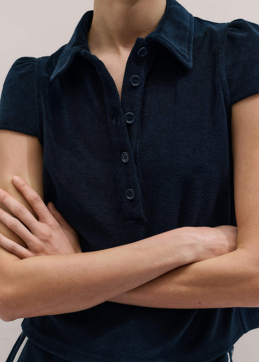 Navy Sporty Smart Polo Top