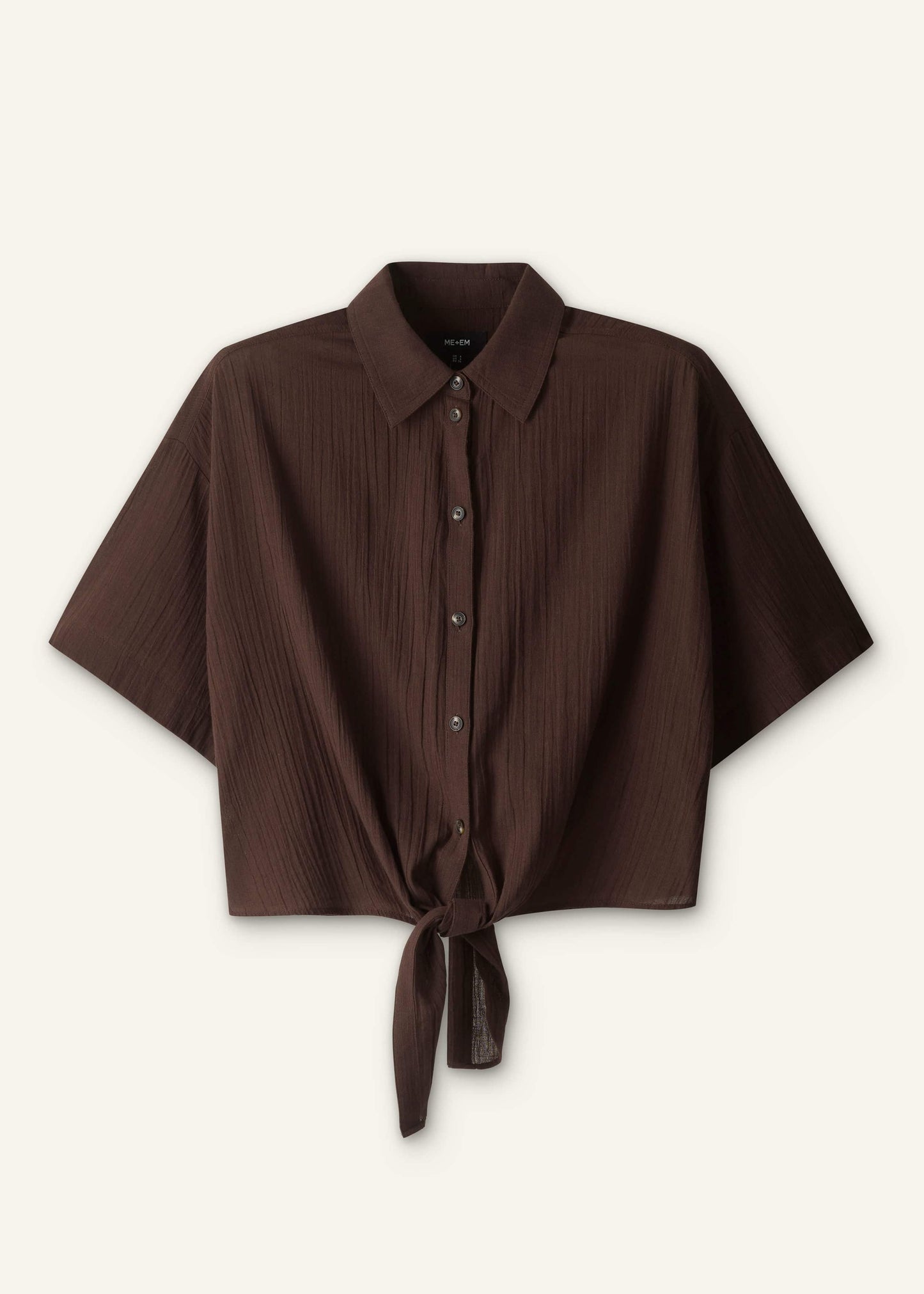 Brown Tie Front Beach Shirt