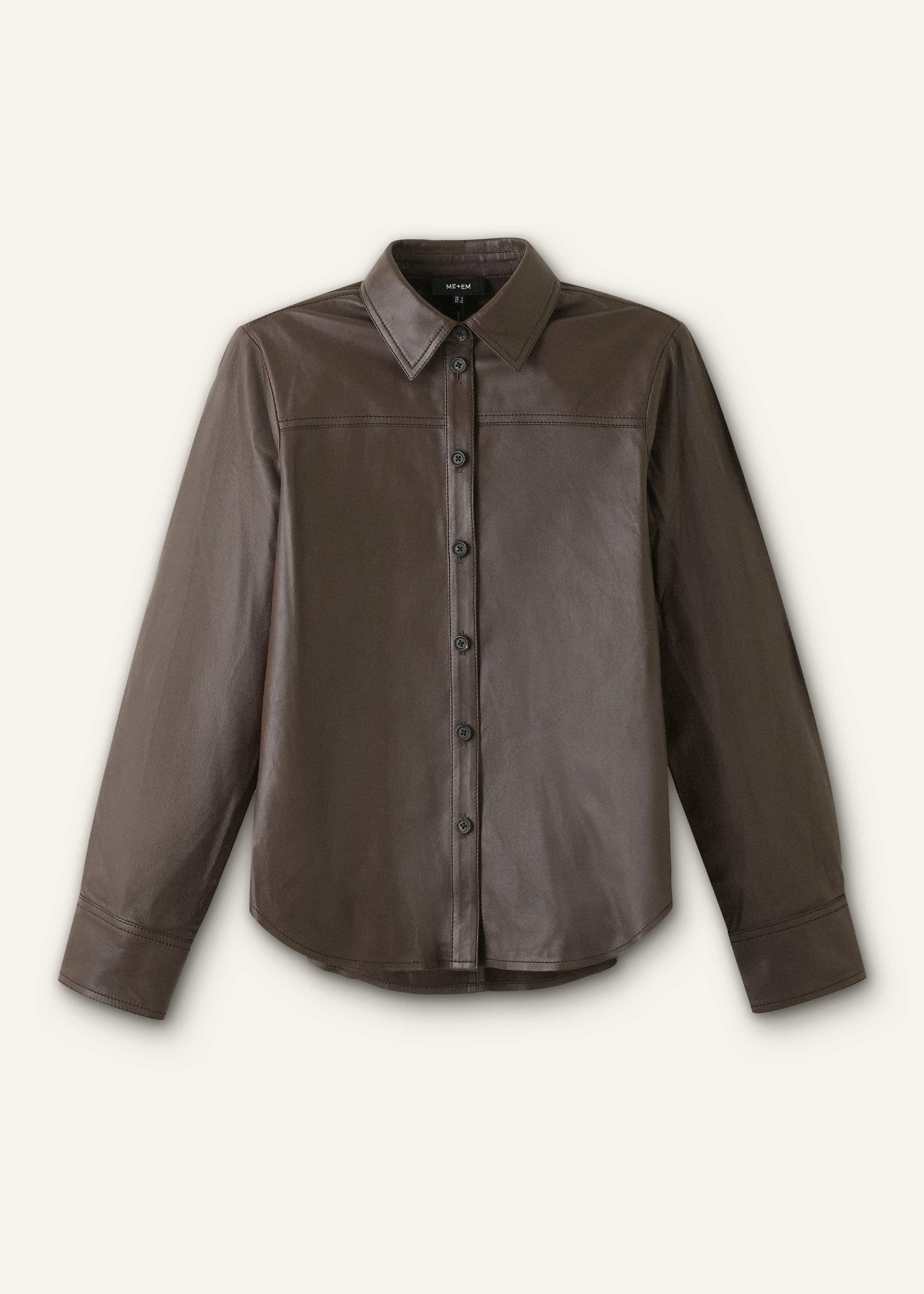 Brown Luxe Leather Straight Shirt