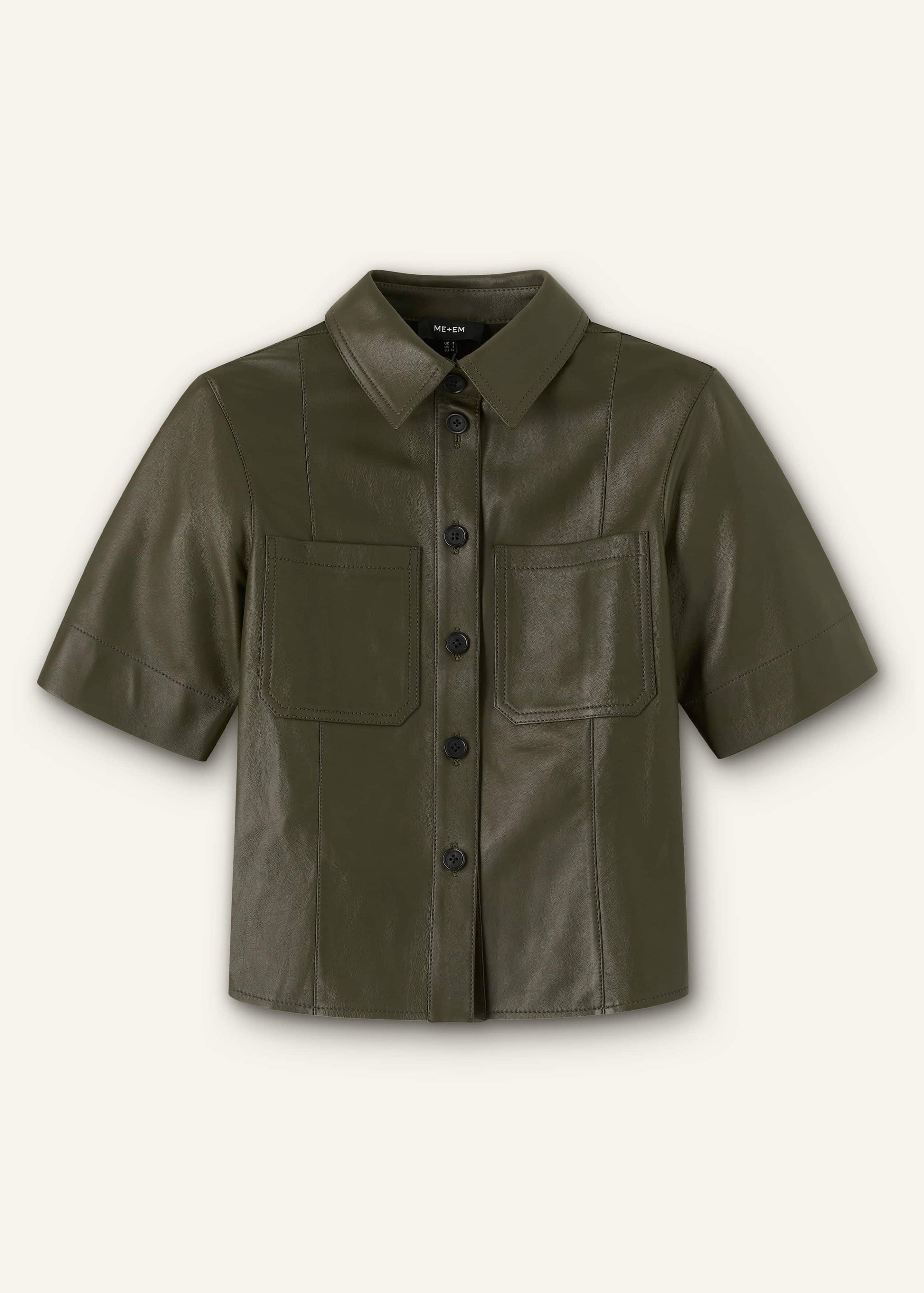 Olive Green Leather Utility Shirt