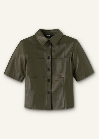 Olive Green Leather Utility Shirt