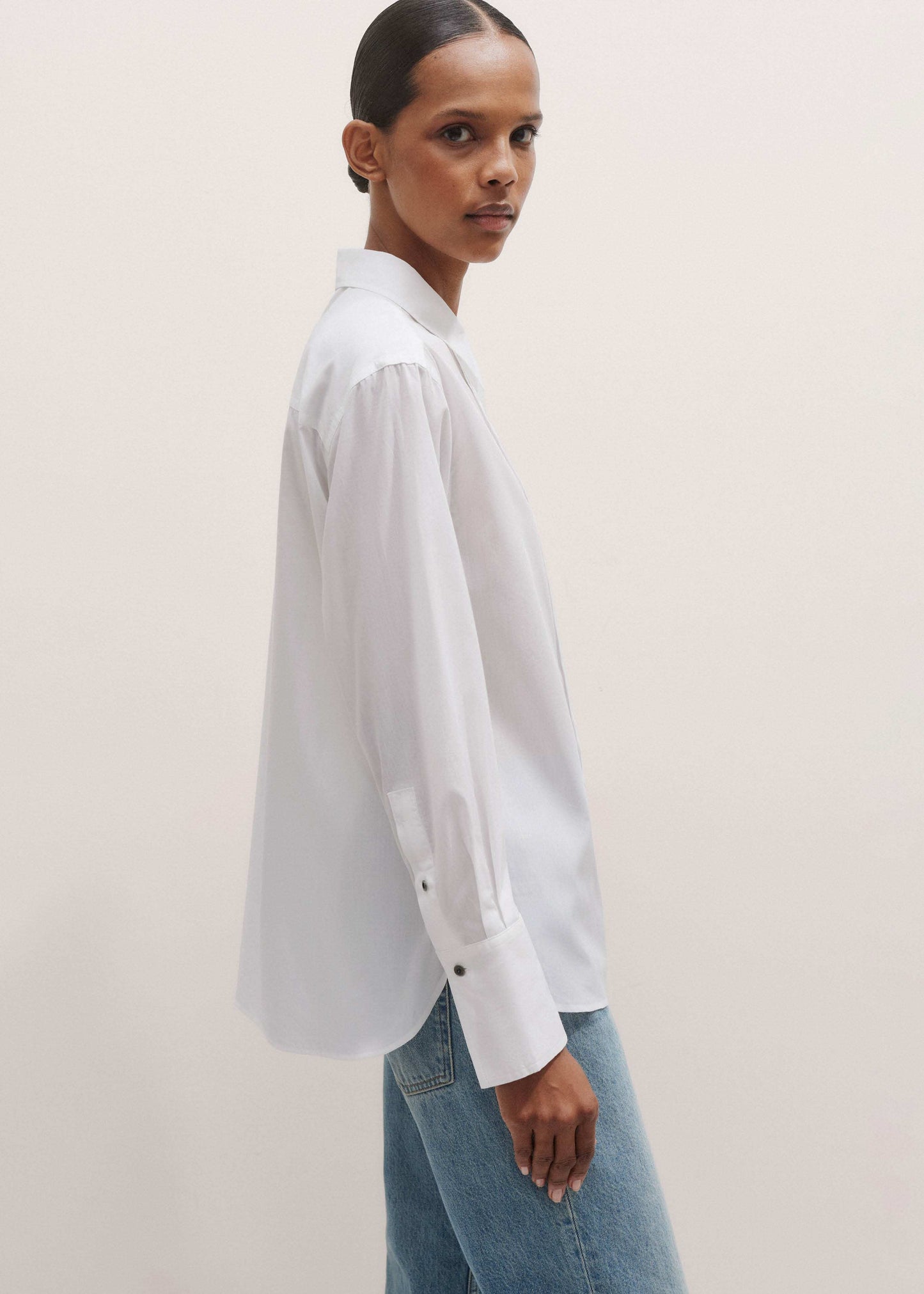 White Relaxed Tux Shirt