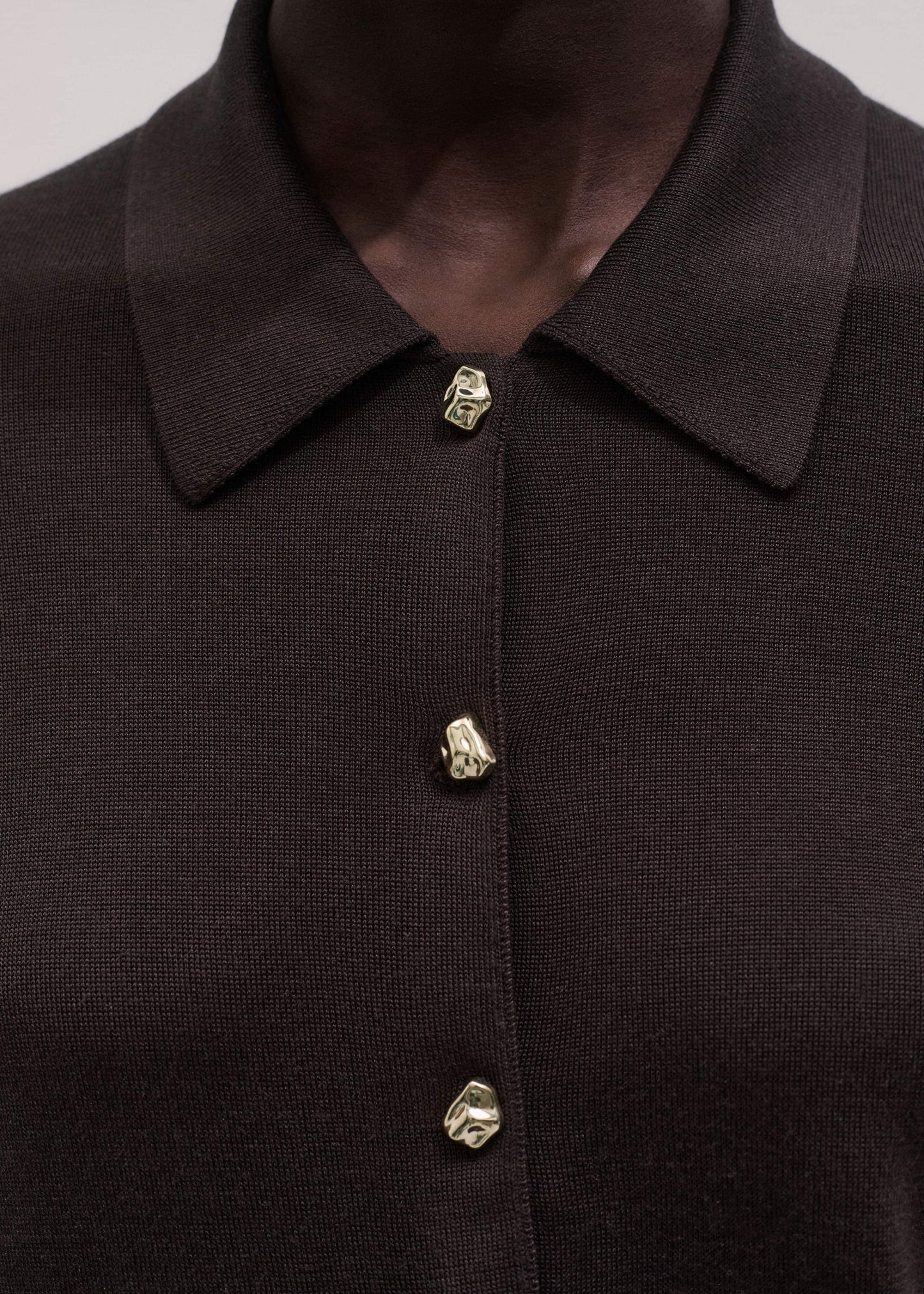 Brown Luxe Knit Slim Shirt