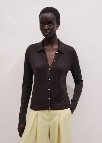 Brown Luxe Knit Slim Shirt