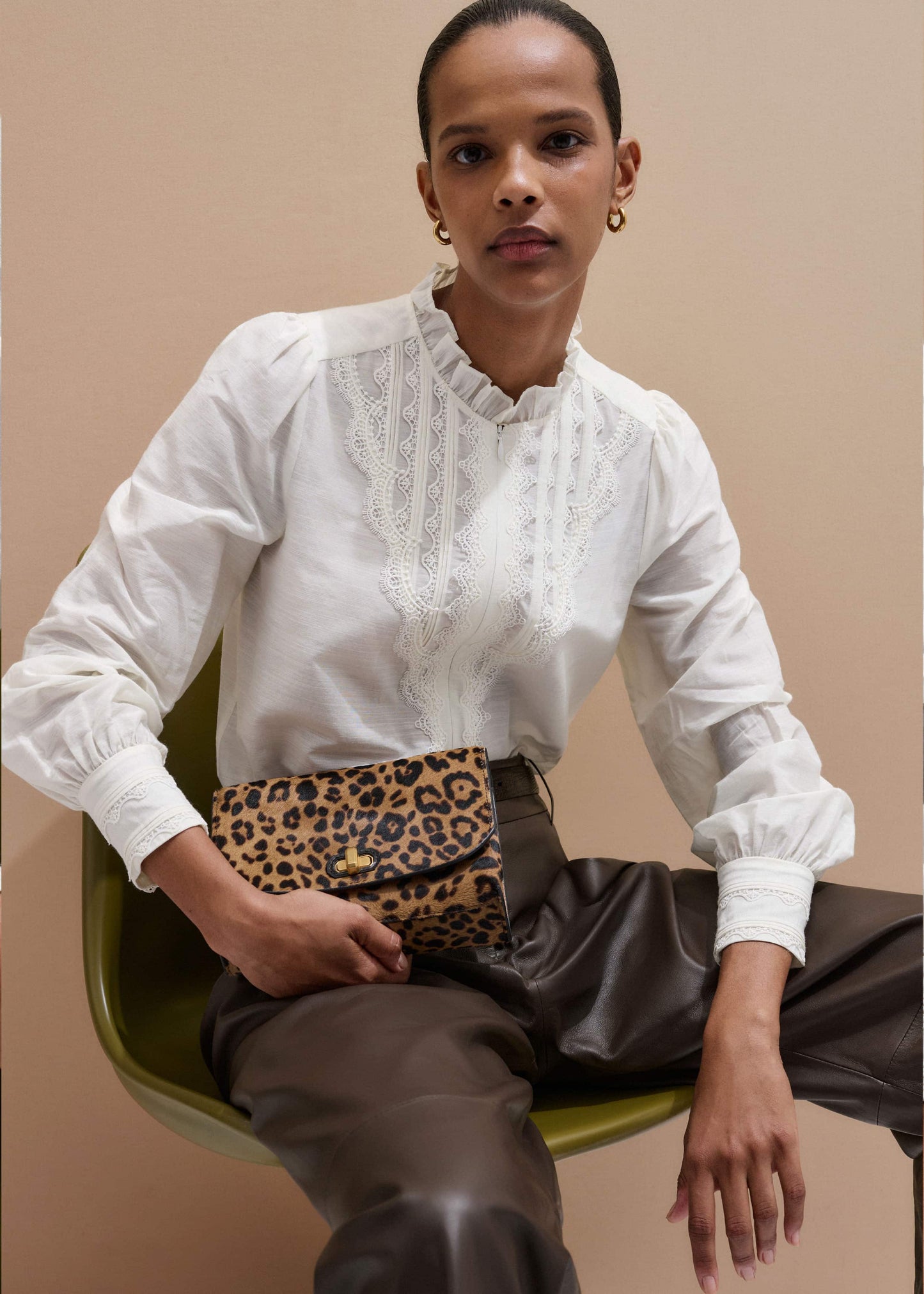 Cream Delicate Lace Trim Detail Top
