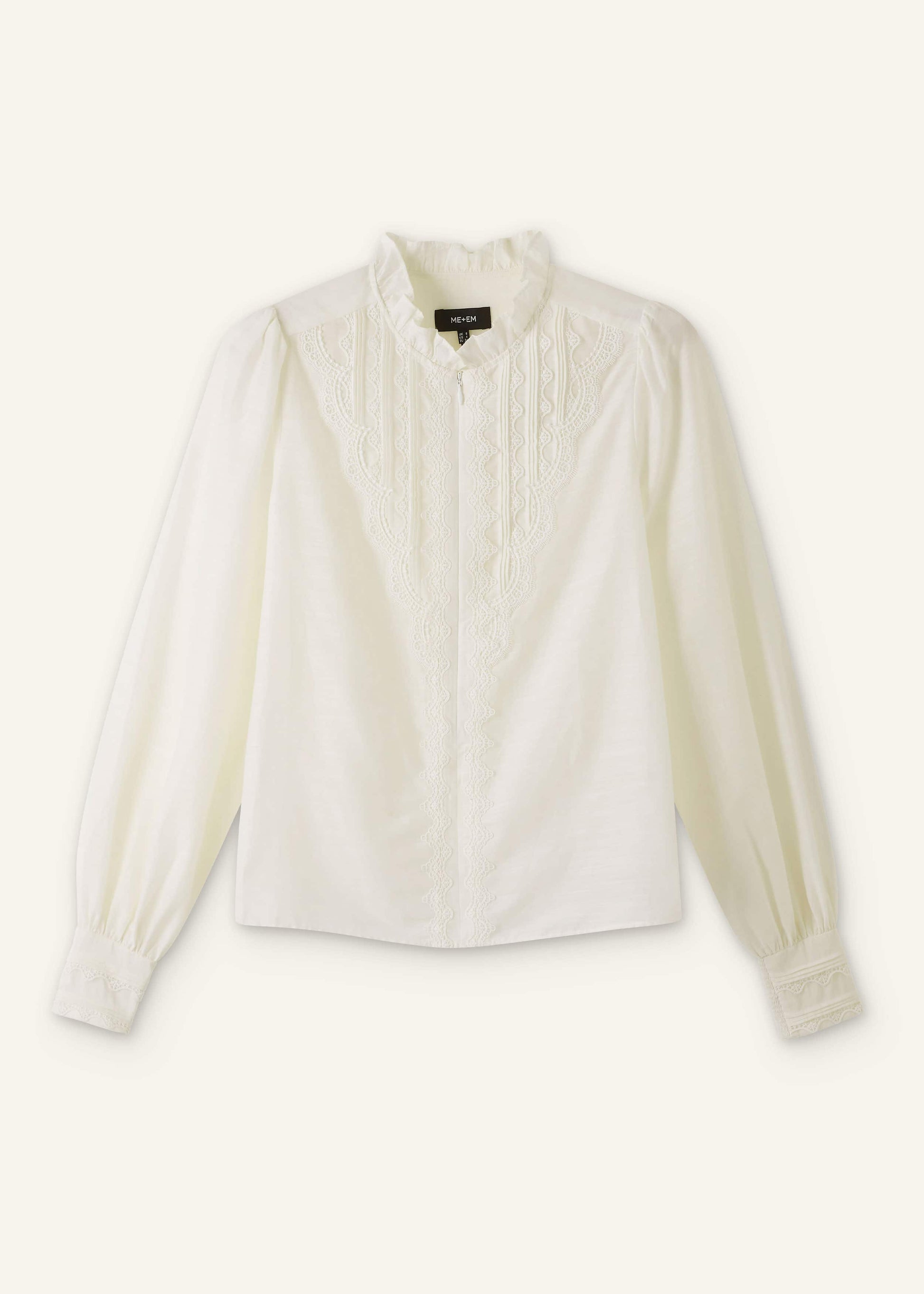 Cream Delicate Lace Trim Detail Top