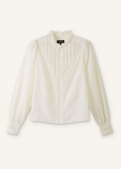 Cream Delicate Lace Trim Detail Top