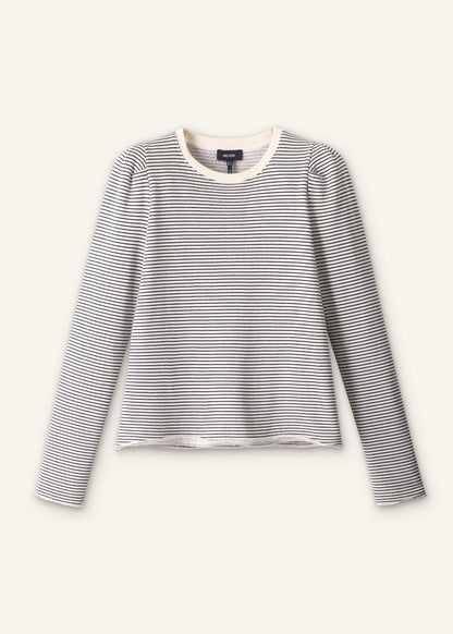 Navy Stripe Pouf Sleeve Sweatshirt