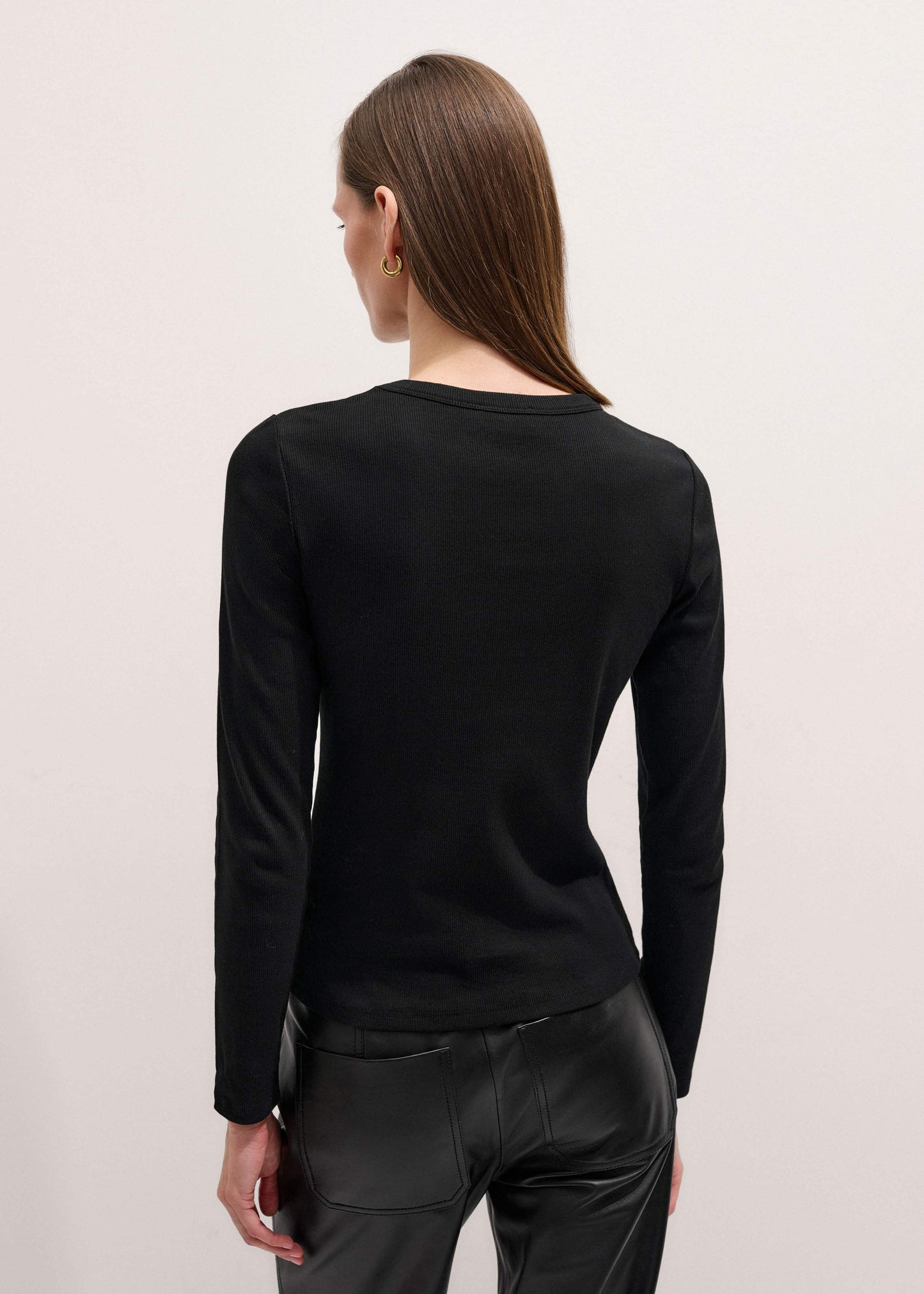 Black Cotton Rib Perfect Basic Top