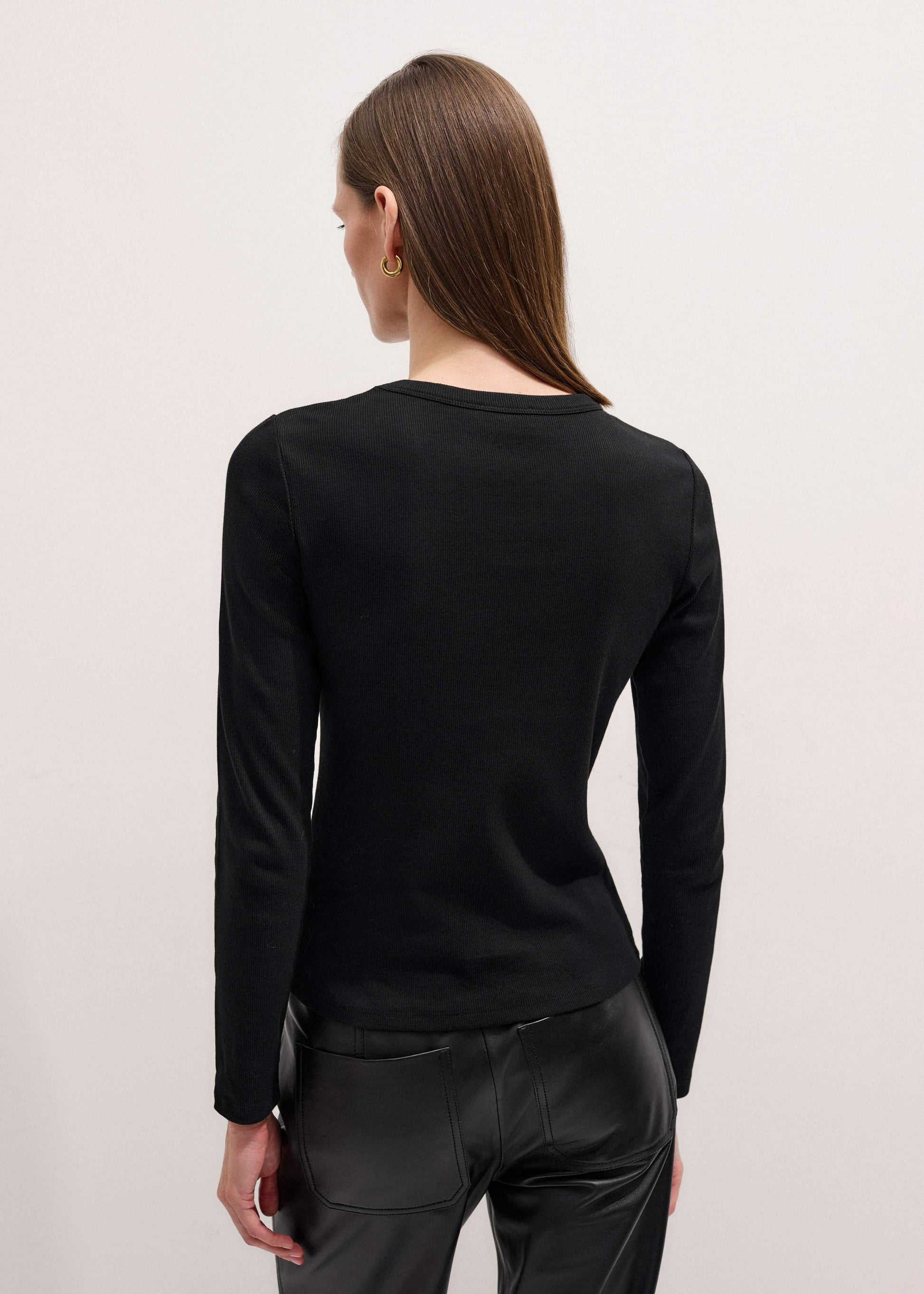 Black Cotton Rib Perfect Basic Top