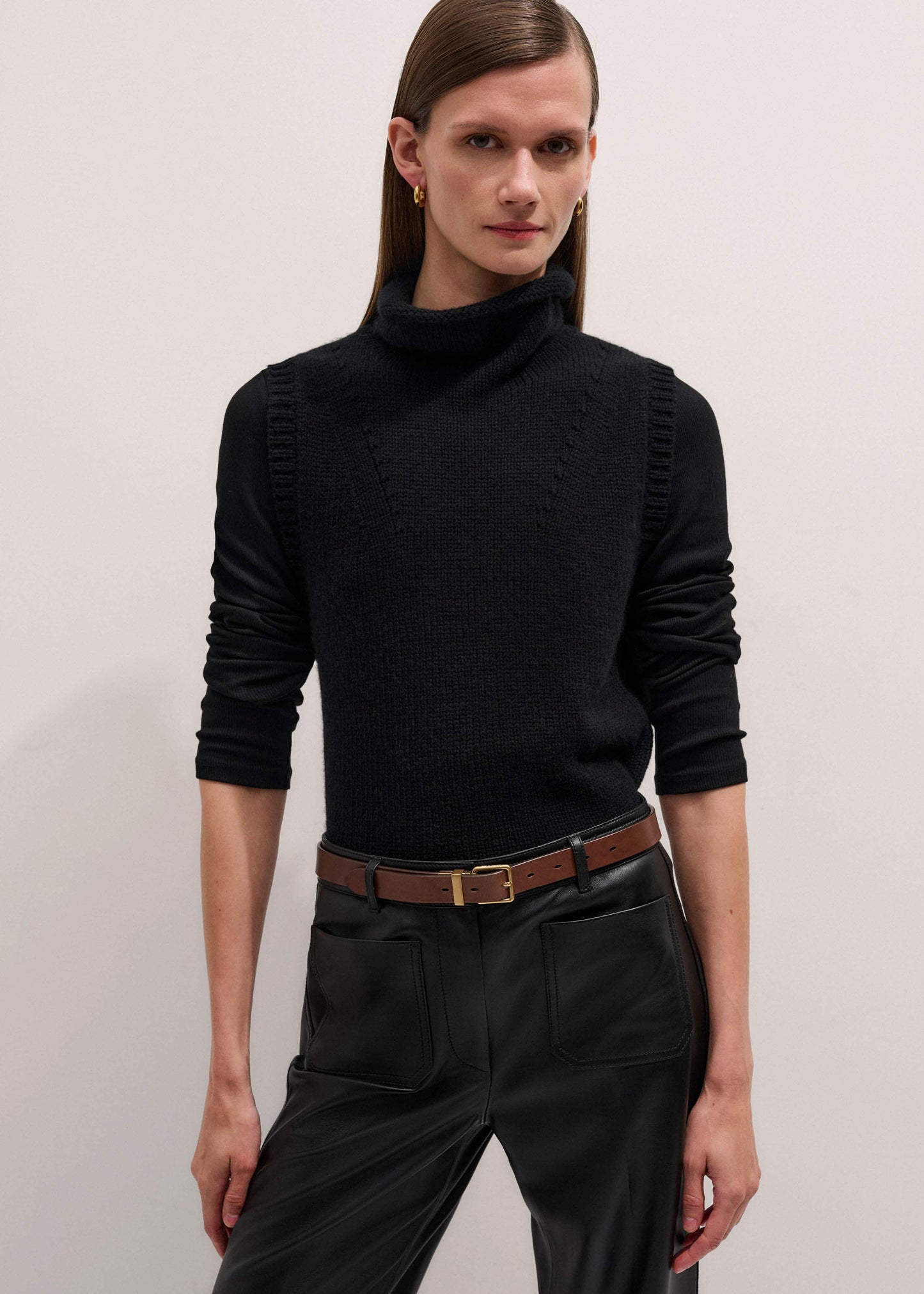 Black Cotton Rib Perfect Basic Top