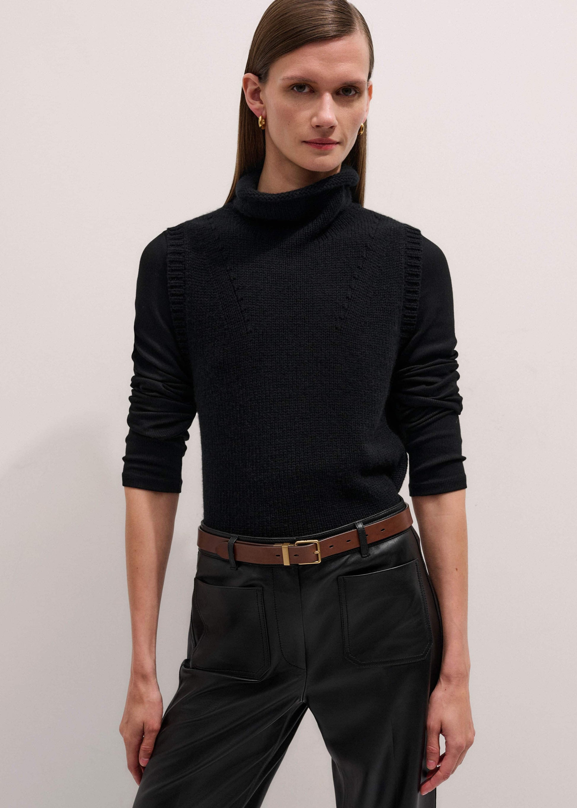 Black Cotton Rib Perfect Basic Top
