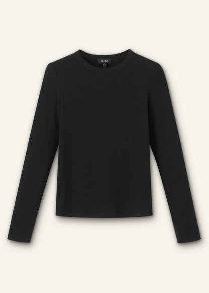 Black Cotton Rib Perfect Basic Top