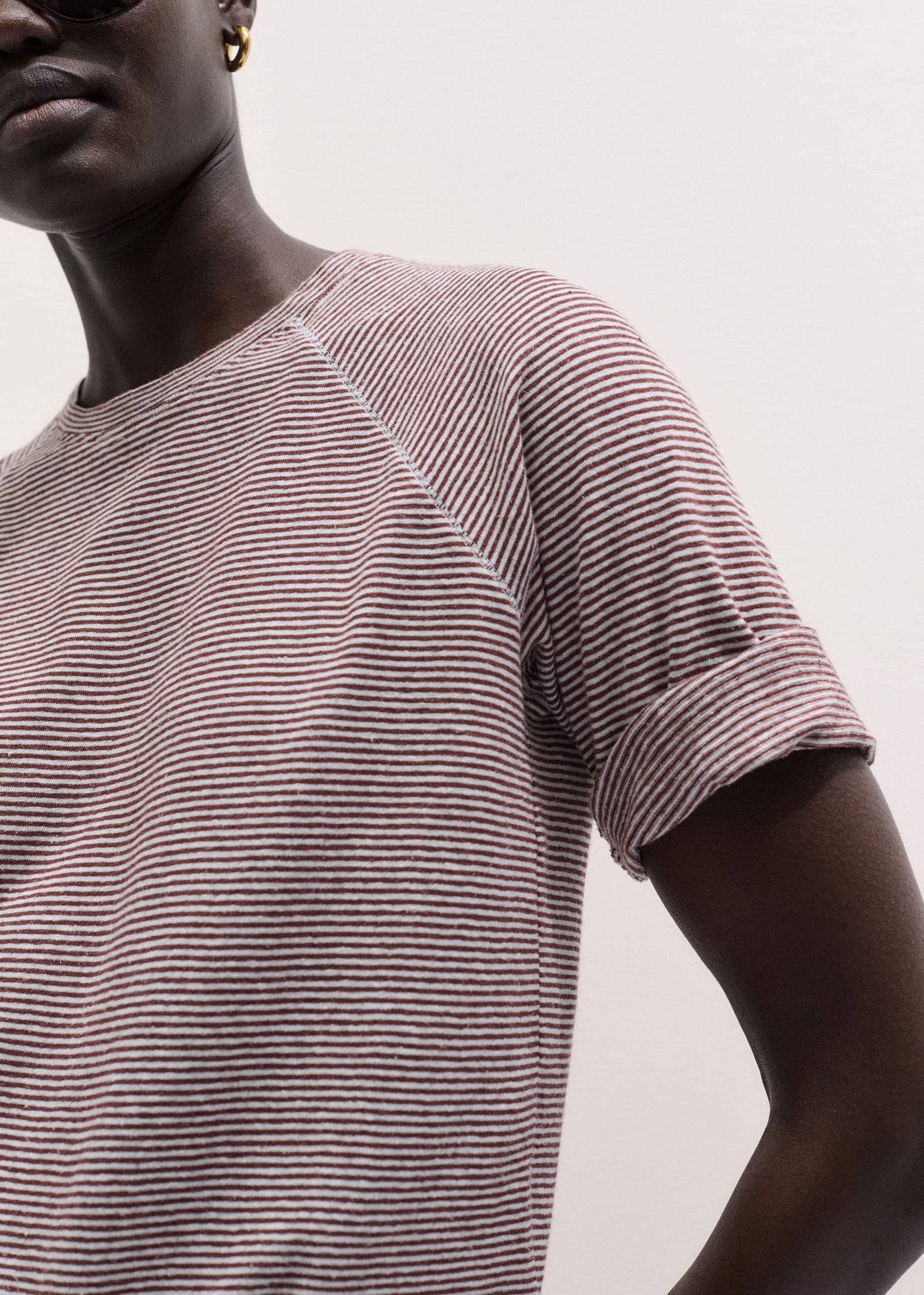 Cinnamon Soft Washed Stripe Raglan Tee