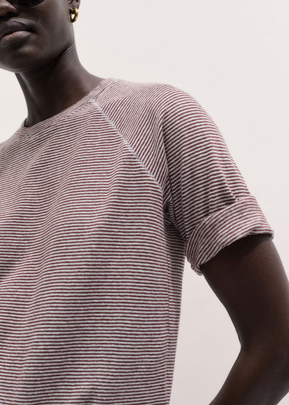Cinnamon Soft Washed Stripe Raglan Tee